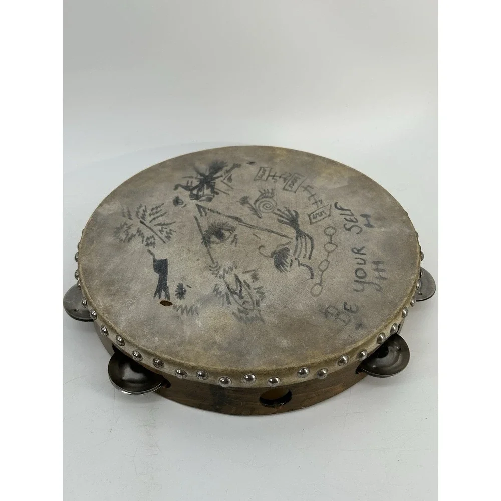 Vintage Rawhide Tambourine Lot Of 3 Calf Skin Head